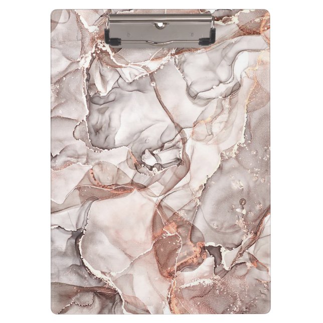 LIGHT GOLD MARBLE AGATE SILVER GLITTER GLAM CLIPBOARD (Front)