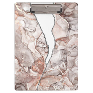 LIGHT GOLD MARBLE AGATE SILVER GLITTER GLAM CLIPBOARD