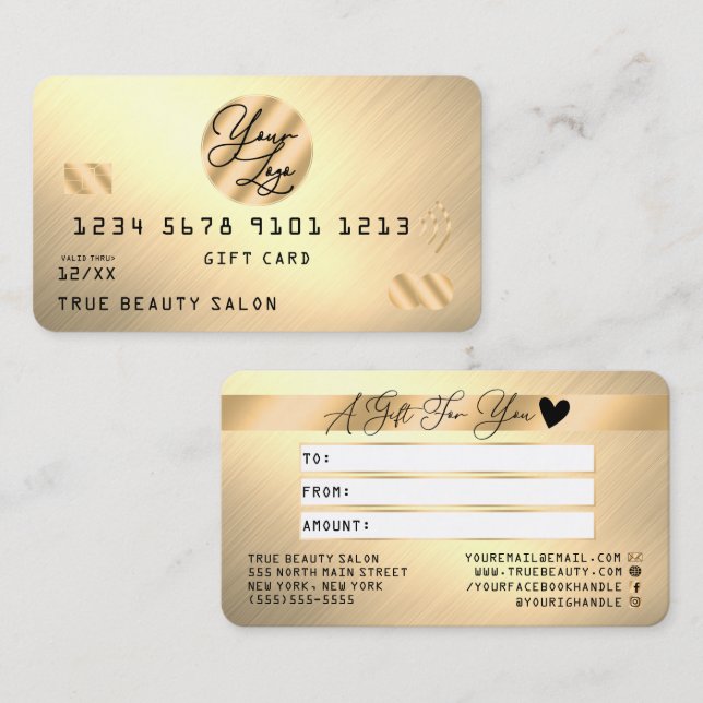 Light Gold Metallic Credit Logo Gift Certificate (Front/Back)