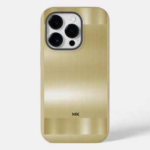 Light Gold Metallic Texture Stainless Steel Look iPhone 14 Pro Case
