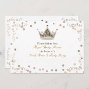 Light Gold Royal Crown & Confetti Party Invitation