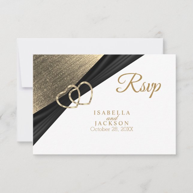 Light Golden Heart  - RSVP Card (Front)