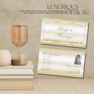 Light Golden with Diamonds and Photo Luxurious Business Card