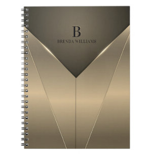 Light goldmetallic geometric design notebook