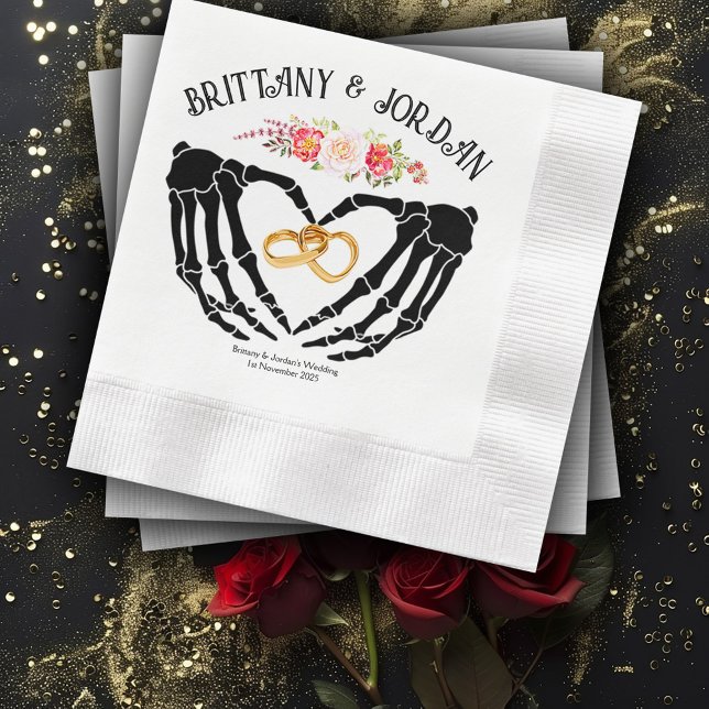 Light Gothic Skeleton Hands Wedding Napkin (Creator Uploaded)