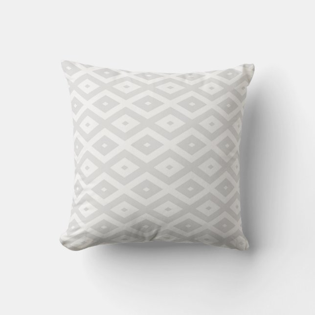 Light gray and white diamond pattern cushion (Front)
