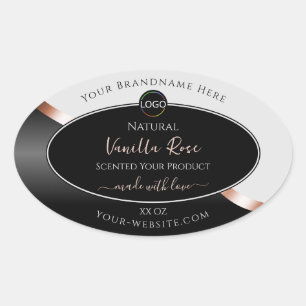 Light Gray Black Wavy Rose Gold Labels with Logo