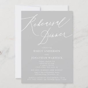 Light Gray Classic Calligraphy Wedding Rehearsal Invitation
