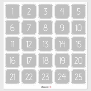 Light Gray Customizable Square Number Stickers 