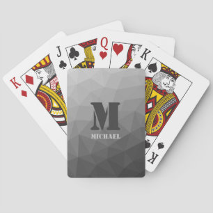Light gray geometric mesh pattern Monogram Playing Cards