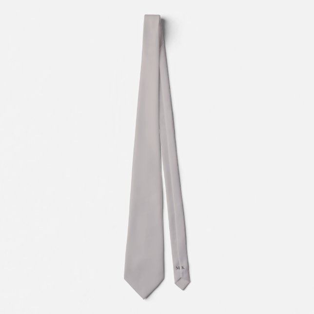 Light Gray Groom Groomsmen Initials Wedding Tie (Front)