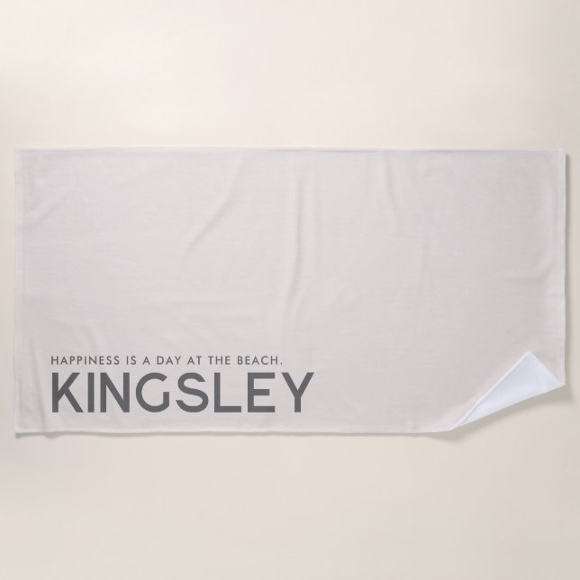 Light Gray Personalized Slogan Beach Towel (Front)