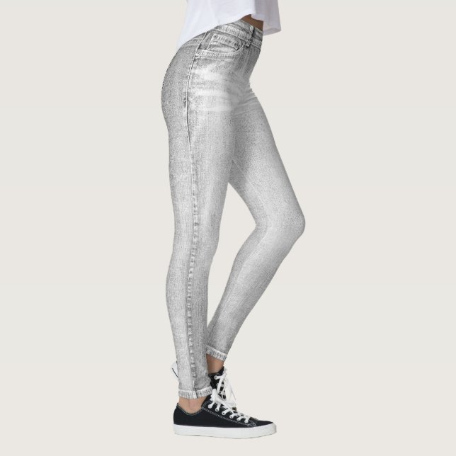 Light Gray Wash Jeans All-Over Printed Leggings (Right)