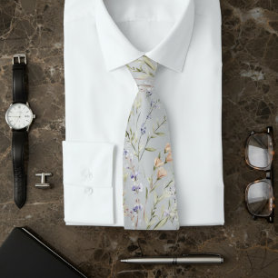 Light Gray Wildflower  Tie