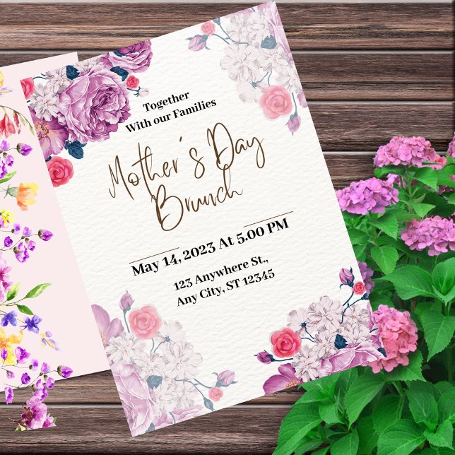 Light Grayish Orange Pink Flower Mother's Day Invitation (Creator Uploaded)