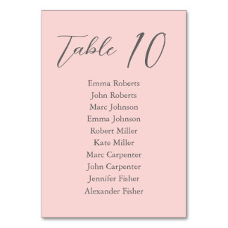 Light grayish red Minimalist Script Wedding  Table Number