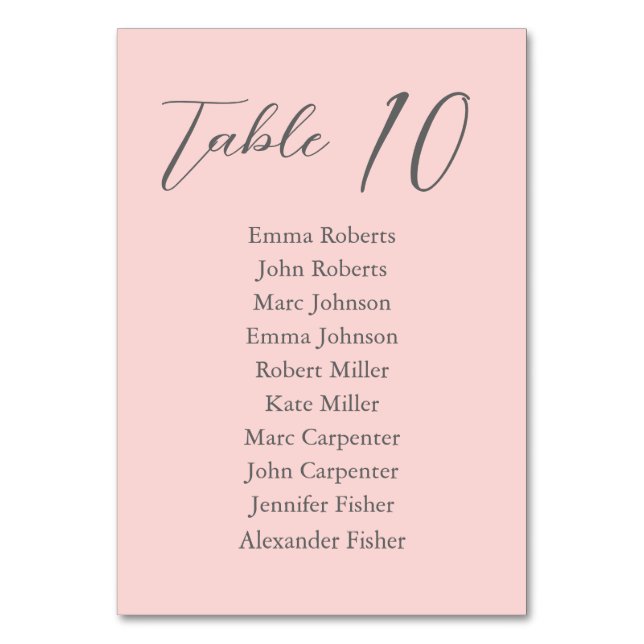 Light grayish red Minimalist Script Wedding  Table Number (Front)