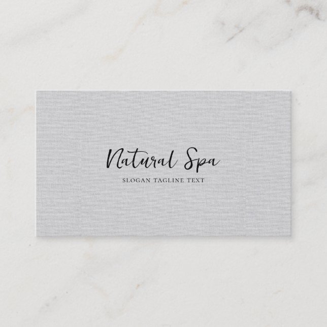 Light GrayLinen Texture Print black Typography Business Card (Front)