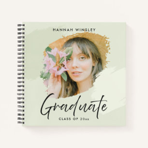 Light Green Add Your Photo Custom Graduation Guest Notebook