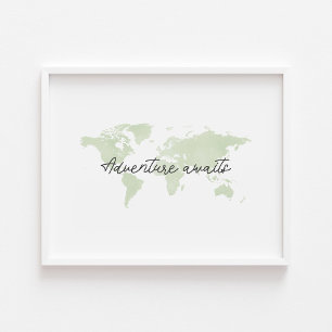 Light green adventure awaits landscape print