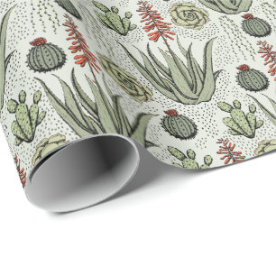 Light Green Aloe Vera Succulent Cactus Wrapping Paper