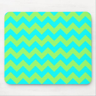 Light Green and Aqua Zigzag Mouse Mat