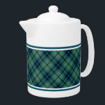 Light Green and Blue Clan Keith Ancient Tartan<br><div class="desc">Teapot with the ancient family tartan for Clan Keith. Vintage Scottish plaid from 1838 in light blue and green,  with black highlights. Choose from two sizes. Matching teacups and mugs available.</div>