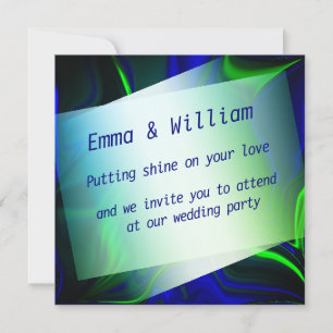 Light green and blue curves in crooked image invitation