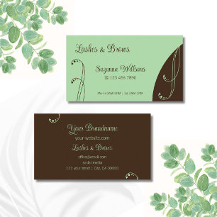Light Green and Brown Ornamental Squiggled Ornate Business Card