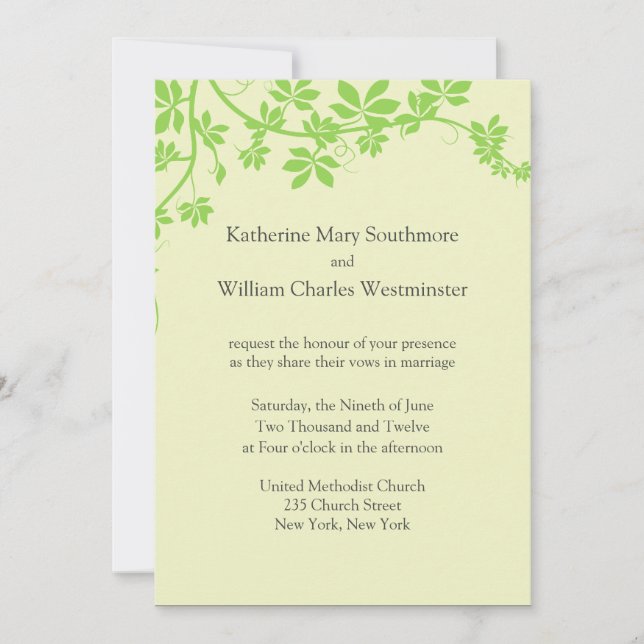 Light Green And Chartreuse Wedding Invitations (Front)
