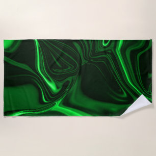 Light green and dark curves on dark background. beach towel