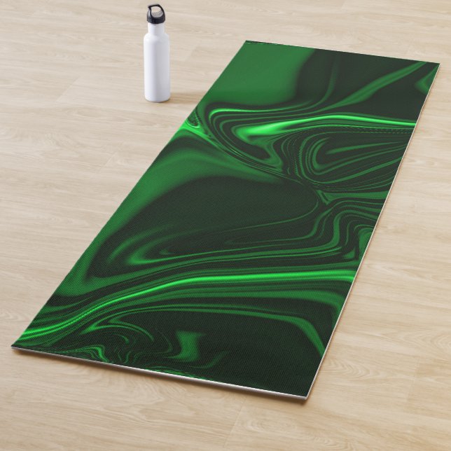 Light green and dark curves on dark background. yoga mat (In Situ)