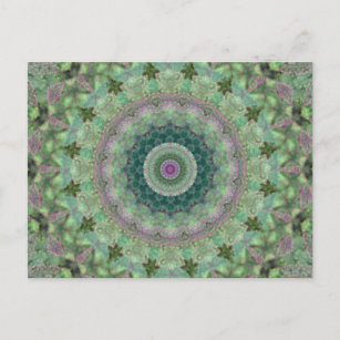 Light Green and Lilac "Seasons: Spring" Mandala Po Postcard