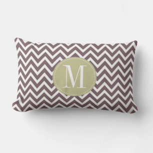 Light Green and Purple Chevron Custom Monogram Lumbar Cushion
