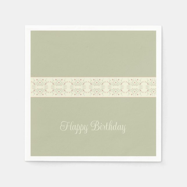 Light Green And Rosy Pink Napkin (Front)