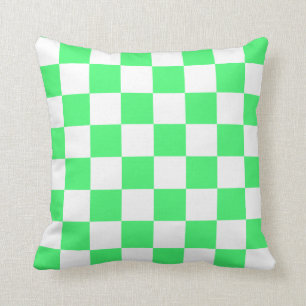Light Green and White Checks Cushion