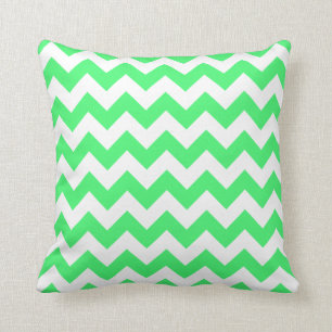 Light Green and White Chevron Cushion