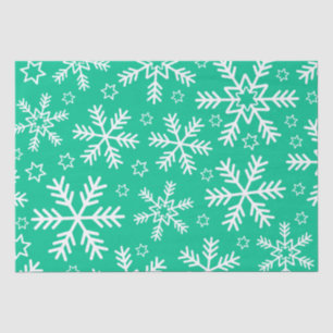 Light Green and White Christmas Snowflakes Tissue Paper