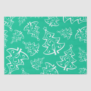 Light Green and White Christmas Trees Pattern Tissue Paper