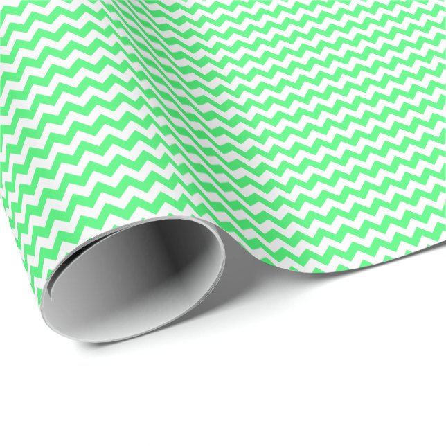Light Green and White Small Chevron Wrapping Paper (Roll Corner)