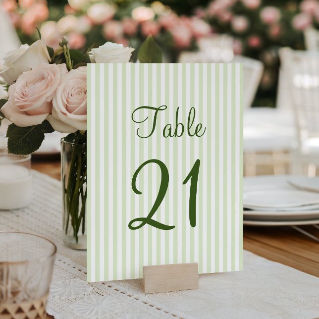 Light Green and White Stripes Table Number (Light Green and White Stripes Table Number)