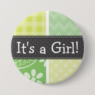 Light Green and Yellow Cute Chequered 7.5 Cm Round Badge