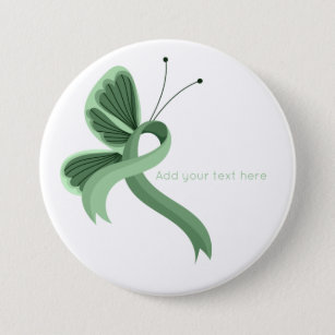Light Green Awareness Ribbon Butterfly  Button