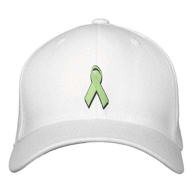 light green awareness ribbon embroidered hat (Front)