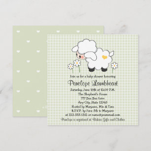 Light Green Baby Lamb Baby Shower Invitation