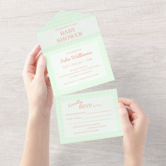 Light Green Baby Shower All in One Invitation