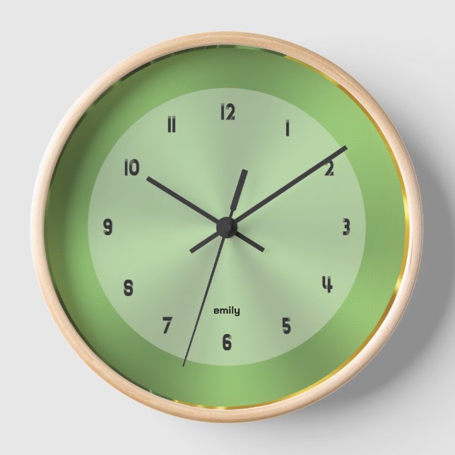 Light green background with a shiny stroke border. clock (Front)