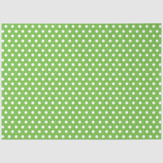 Light Green Background with White Polka Dots Tissue Paper (Front)