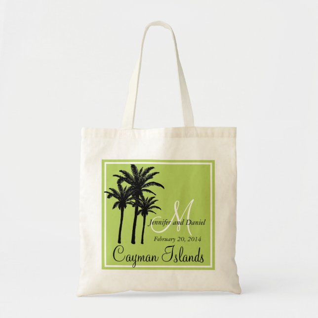 Light Green Beach Wedding Palm Trees Tote Bag (Front)