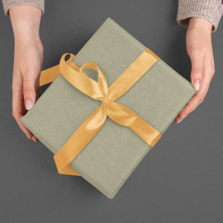 Light Green Beige Linen Mimic Fabric Effect Wrapping Paper